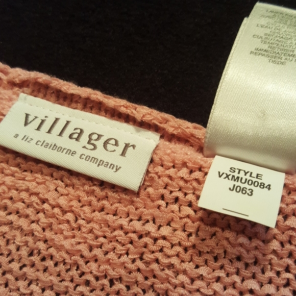 VILLAGER  ♡ Gorgeous Vintage Soft Pink 3/4 Length Button Down Cardigan Sweater S - Picture 13 of 14
